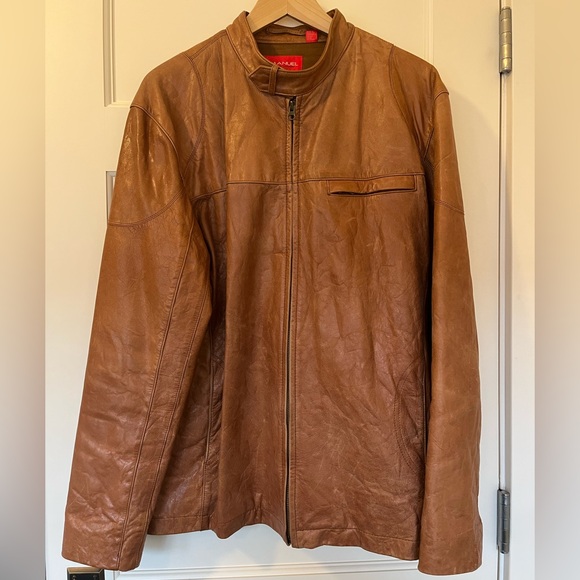 Emanuel Ungaro Other - Emanuel Ungaro Men's Tan Leather Moto Jacket | Size: Large